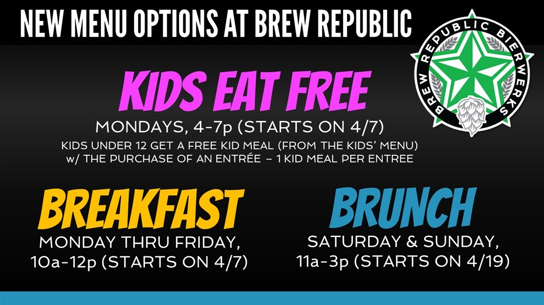 New Menu Options, including breakfast and brunch!